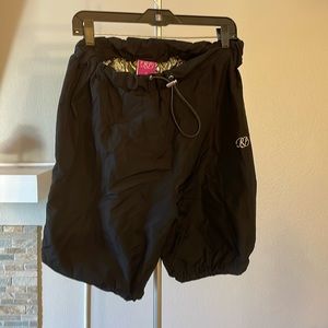 Black insulated trash bag shorts